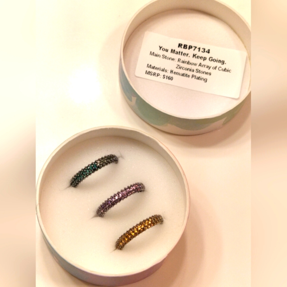 Bomb party Mental Health Awareness Ring size 8 you matter keep going hematite